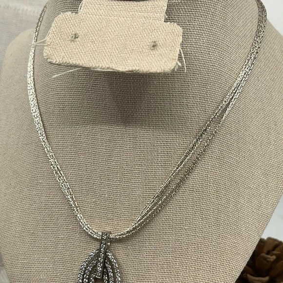 925 Italy Milor Multi-Strand Necklace w/ Layered Teardrop Pendant, 16-18" - Picture 7 of 16